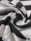 Horizontal Grid Striped Multi-Pattern Guipure Lace - Black / White
