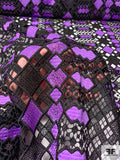 Double-Scalloped Geometric Guipure Lace - Amethyst / Black