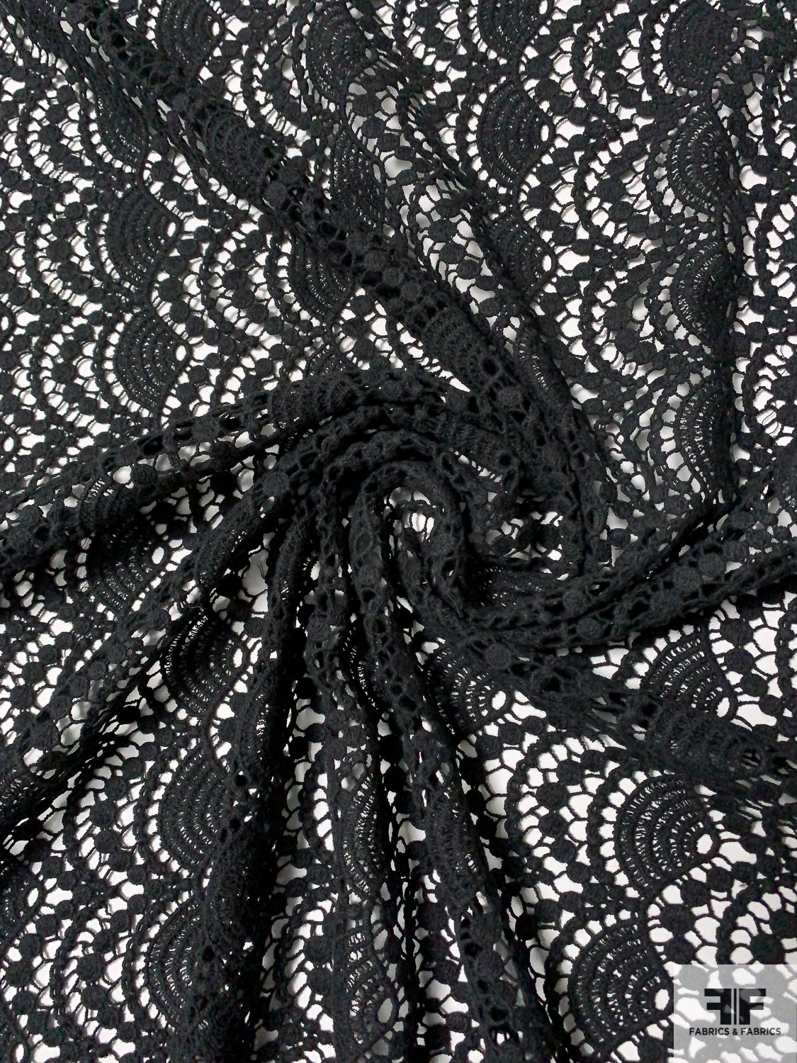 Art Deco Eyelash Pattern Guipure Lace - Black