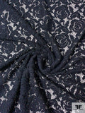 Floral Crochet-Mesh Lace - Black