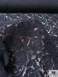 Floral Crochet-Mesh Lace - Black