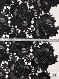 Double-Scalloped 3D Floral Guipure Lace - Black