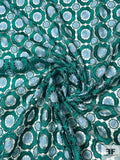 Art Deco Medallion Guipure Lace - Emerald Teal / Light Blue