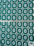 Art Deco Medallion Guipure Lace - Emerald Teal / Light Blue