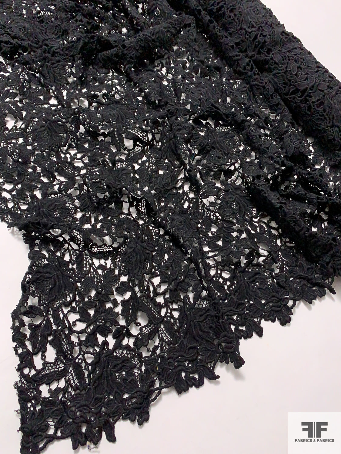 Black Scalloped Guipure Lace - Fabrics & Fabrics