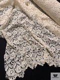 Double-Scalloped Floral Guipure Lace - Cream