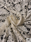 Double-Scalloped Floral Guipure Lace - Ivory