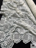 Double-Scalloped Medallion Guipure Lace on Tricot - Off-White