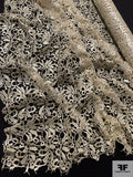 Double-Scalloped Foil Printed Floral Guipure Lace - Natural
