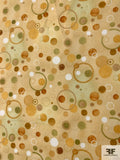 Floating Circles Printed Cotton Lawn - Butter-Beige / Yellow-Gold / Dusty Olive