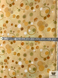 Floating Circles Printed Cotton Lawn - Butter-Beige / Yellow-Gold / Dusty Olive
