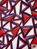 Triangles Web Printed Stretch Cotton Sateen - Red / White / Blue / Black