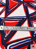 Triangles Web Printed Stretch Cotton Sateen - Red / White / Blue / Black
