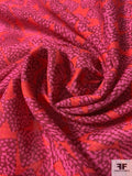 Fine Dot Printed and Geometric Silk and Cotton Voile - Magenta / Deep Coral / Plum