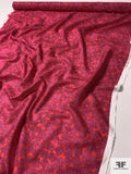 Fine Dot Printed and Geometric Silk and Cotton Voile - Magenta / Deep Coral / Plum