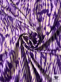 Tie-Dye Animal Pattern Printed Stretch Cotton Sateen - Violet / Sand / Off-White