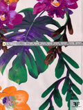 Large-Scale Tropical Leaf and Floral Printed SUPER Stretch Cotton Twill - Multicolor
