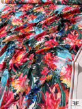 Painterly Floral Printed Stretch Cotton Sateen - Multicolor