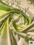 Spring Air Floral Printed Stretch Cotton Sateen - Shades of Green / Lime / Off-White