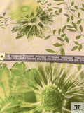 Spring Air Floral Printed Stretch Cotton Sateen - Shades of Green / Lime / Off-White