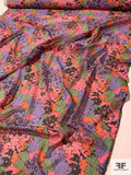 Summertime Floral Printed Cotton Voile - Pink / Purple / Leaf Green / Coral / Eggplant