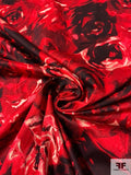 Passionate Floral Printed Stretch Cotton Sateen - Shades of Red