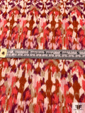 Ethnic Ikat Printed Cotton Voile - Coral / Purple / Tan / Off-White