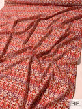 Ethnic Ikat Printed Cotton Voile - Coral / Purple / Tan / Off-White