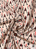 Ikat Arrows Printed Cotton Lawn - Ivory / Black / Red