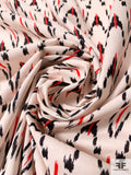 Ikat Arrows Printed Cotton Lawn - Ivory / Black / Red