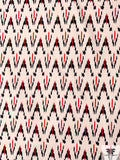 Ikat Arrows Printed Cotton Lawn - Ivory / Black / Red