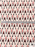 Ikat Arrows Printed Cotton Lawn - Ivory / Black / Red