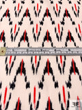 Ikat Arrows Printed Cotton Lawn - Ivory / Black / Red