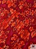 Streaky Floral Printed Cotton Lawn - Shades of Red / Orange / Violet