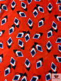 Kites in Flight Printed Cotton Voile - Blood Orange / Blue / Black / White