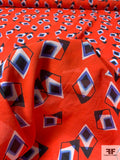 Kites in Flight Printed Cotton Voile - Blood Orange / Blue / Black / White