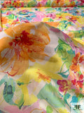 Italian Delightful Floral Printed Cotton and Silk Sateen Voile - Multicolor