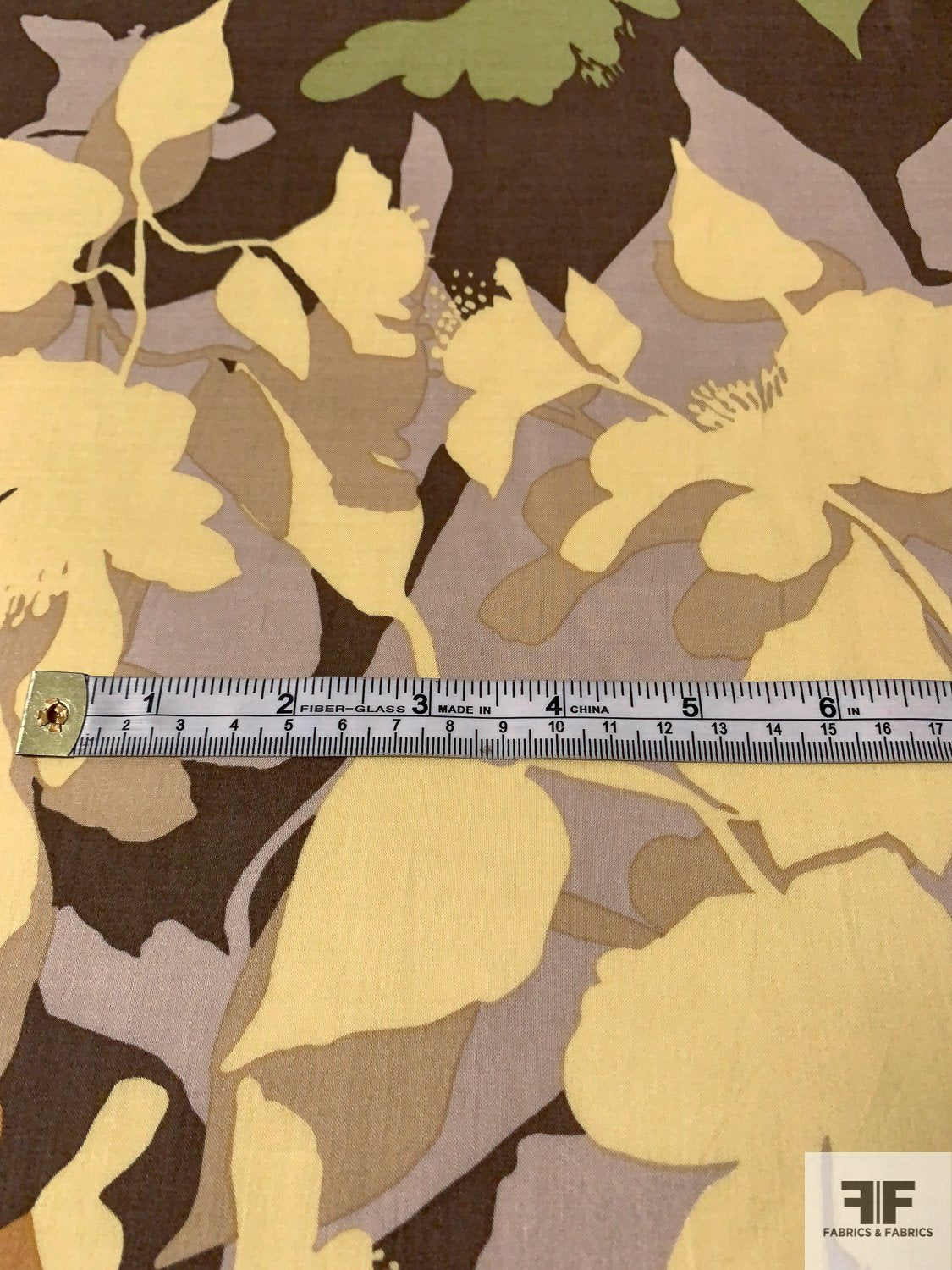 Leaf Harvest Silhouette Printed Cotton Batiste - Muted Butter / Taupe / Green / Brown