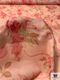 Graceful Floral Printed Cotton Voile - Blush / Rose / Light Green / Light Brown