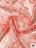 Toile Printed Cotton and Silk Voile - Hot Coral / Off-White