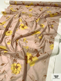 Tender Floral Printed Cotton Voile - Taupe / Yellow / Brown