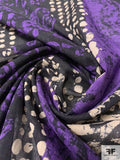 Abstract Ethnic-Style Printed Cotton Voile - Purple / Black / Beige