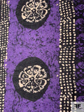Abstract Ethnic-Style Printed Cotton Voile - Purple / Black / Beige