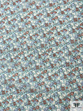 Dainty Floral Printed Cotton and Silk Voile - Seafoam / Periwinkle / Salmon / White