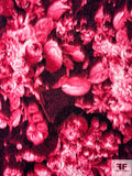 Hazy Floral Printed Stretch Cotton Sateen - Deep Magenta / Berry Pink / Black