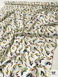 Feathery Abstract Birds Printed Stretch Cotton Sateen - Multicolor / Off-White