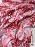 Romantic Floral Printed Stretch Cotton Twill - Orchid / Magenta / Berry