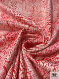 Reptile-Look Printed Stretch Cotton Sateen - Red / Off-White