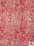 Reptile-Look Printed Stretch Cotton Sateen - Red / Off-White