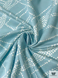 Trailing Striations Printed Fine Sateen Silk and Cotton Twill - Dusty Turquoise / Off-White